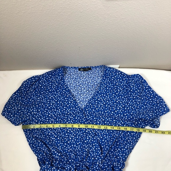 PRETTYGARDEN Floral Boho Short Sleeve V Neck Ruffle A-Line Wrap Maxi Dress M - Picture 10 of 15